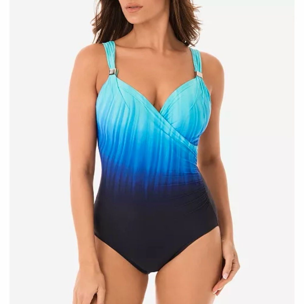 MIRACLESUIT Belle Trois Twilight Siren One Piece Swimsuit Tie Dye Ombre Blue 10
